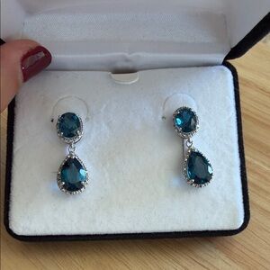 Ross-Simons Silver and Teal Drop Earrings